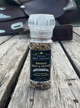 Load image into Gallery viewer, Texas Tuxedo - Coarse Smoked Salt and Pepper Grinder
